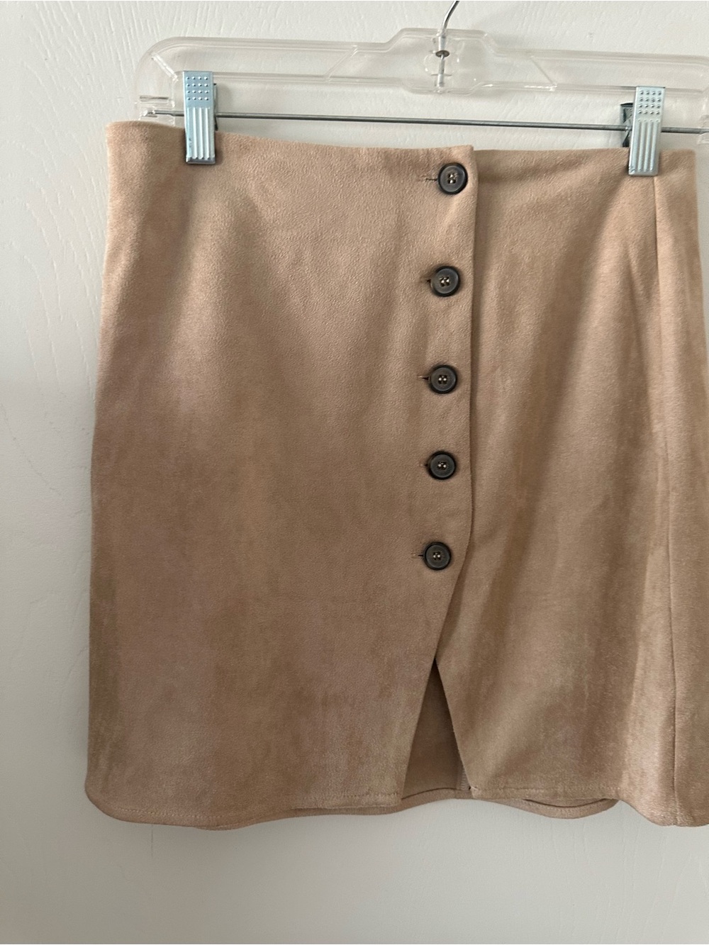 Taupe Button-Front Mini Skirt
